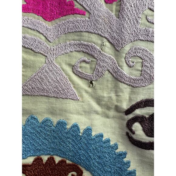 19th Century Silk on Cotton Uzbek Suzani Tapestry Throw - Picture 12 of 15